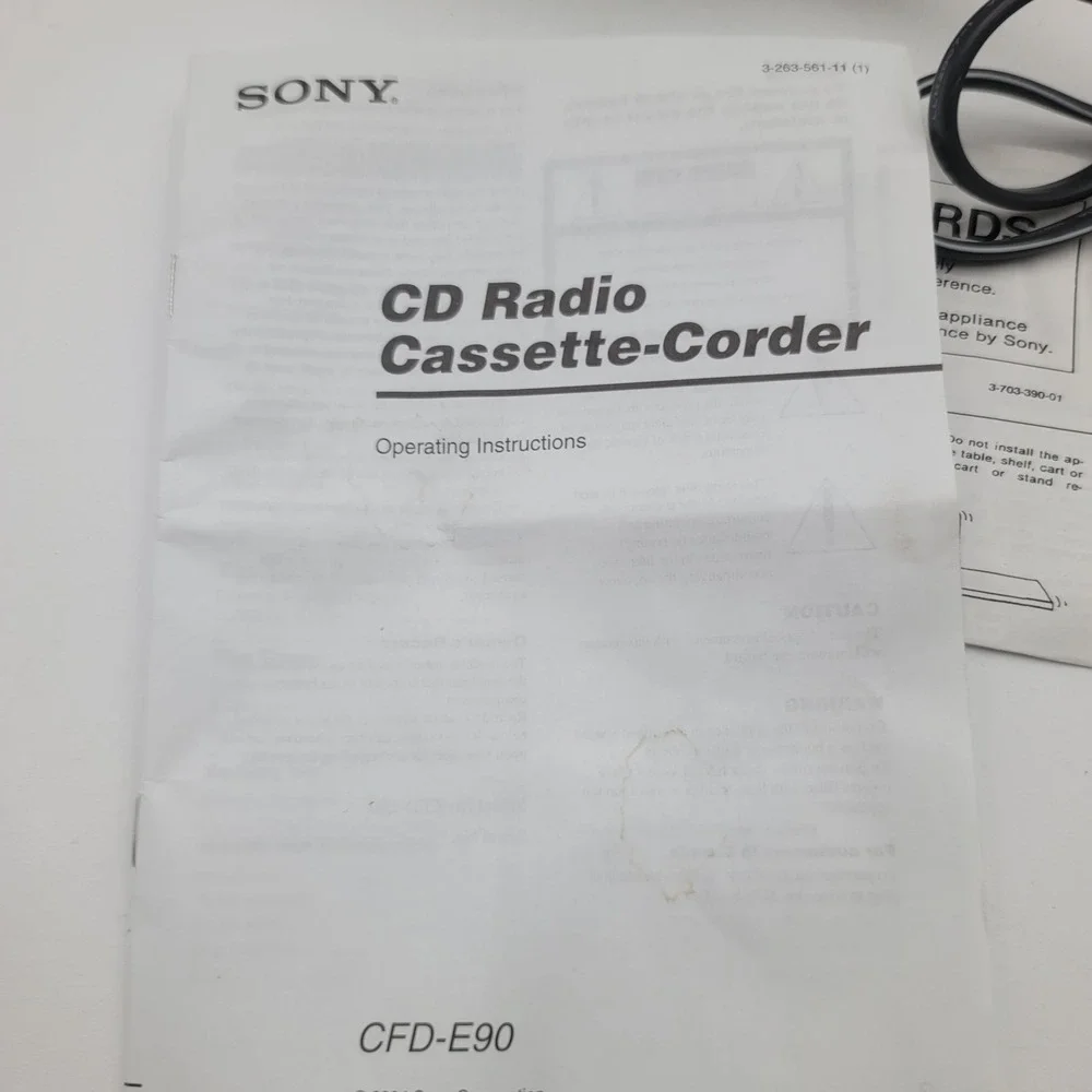 Sony CFD-E90 CD Radio Cassette Player Boombox Silver 0White with Remote Manual
